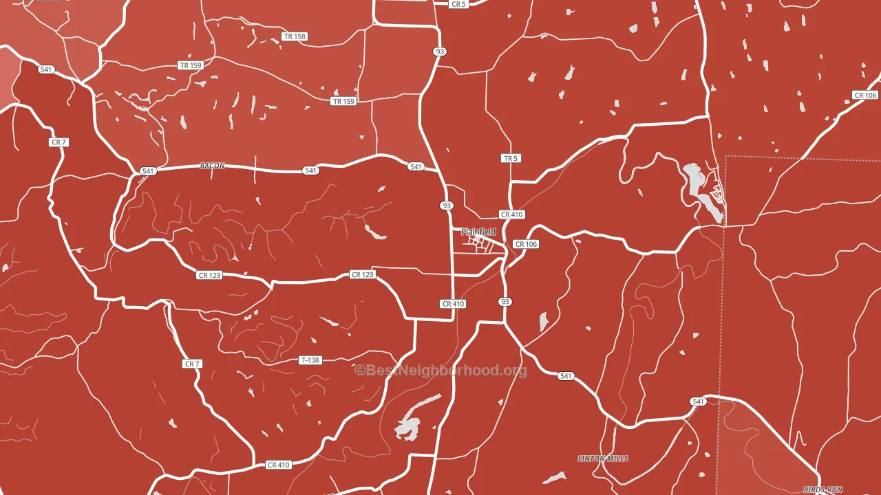 Plainfield, OH block-group political-lean map