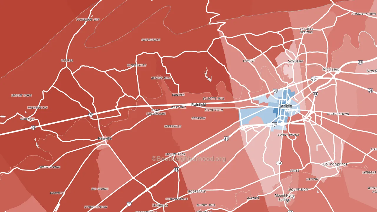 Plainfield, PA block-group political-lean map