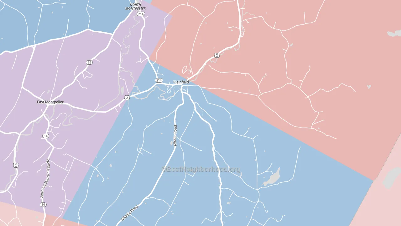 Plainfield, VT block-group political-lean map