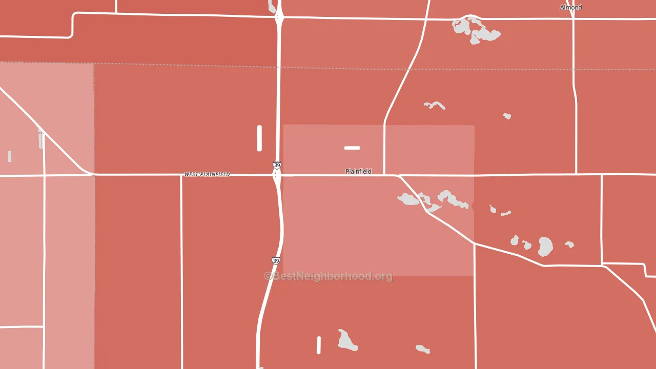 Plainfield, WI block-group political-lean map