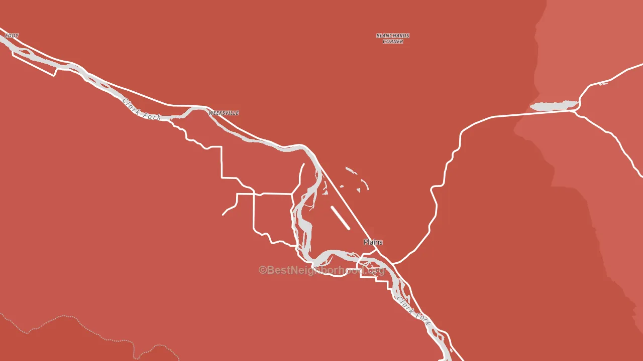 Plains, MT block-group political-lean map