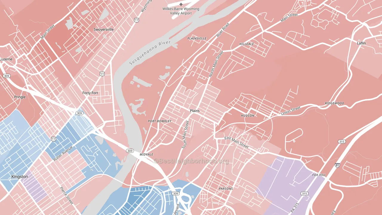Plains, PA block-group political-lean map
