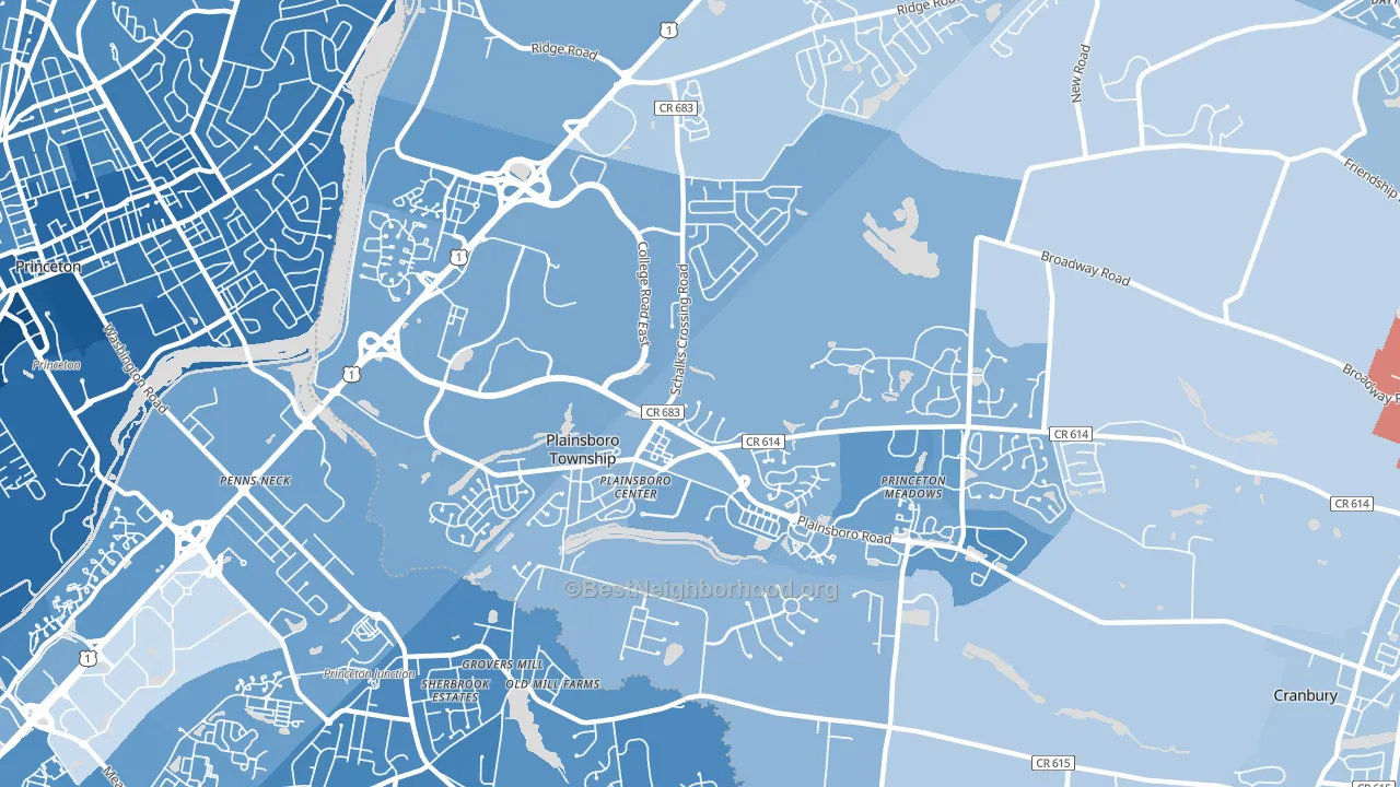 Plainsboro, NJ block-group political-lean map