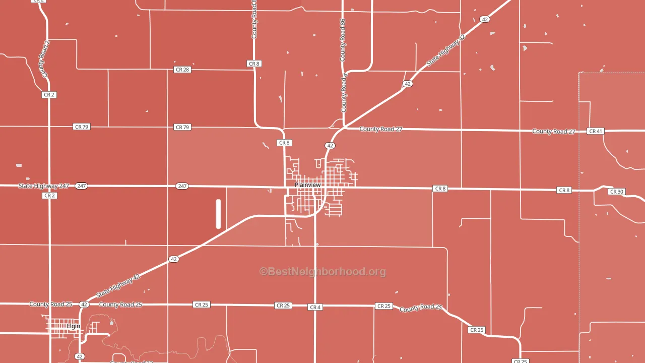 Plainview, MN block-group political-lean map