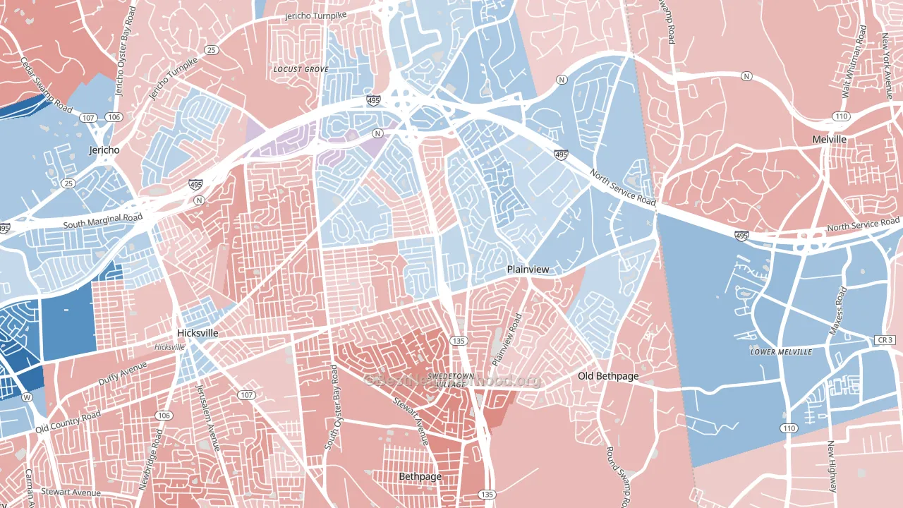Plainview, NY block-group political-lean map