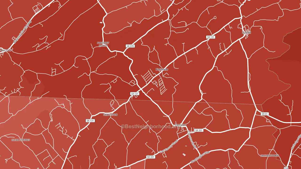 Plainview, TN block-group political-lean map