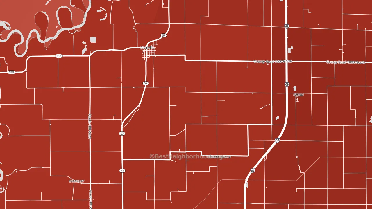 Plainville, IN block-group political-lean map