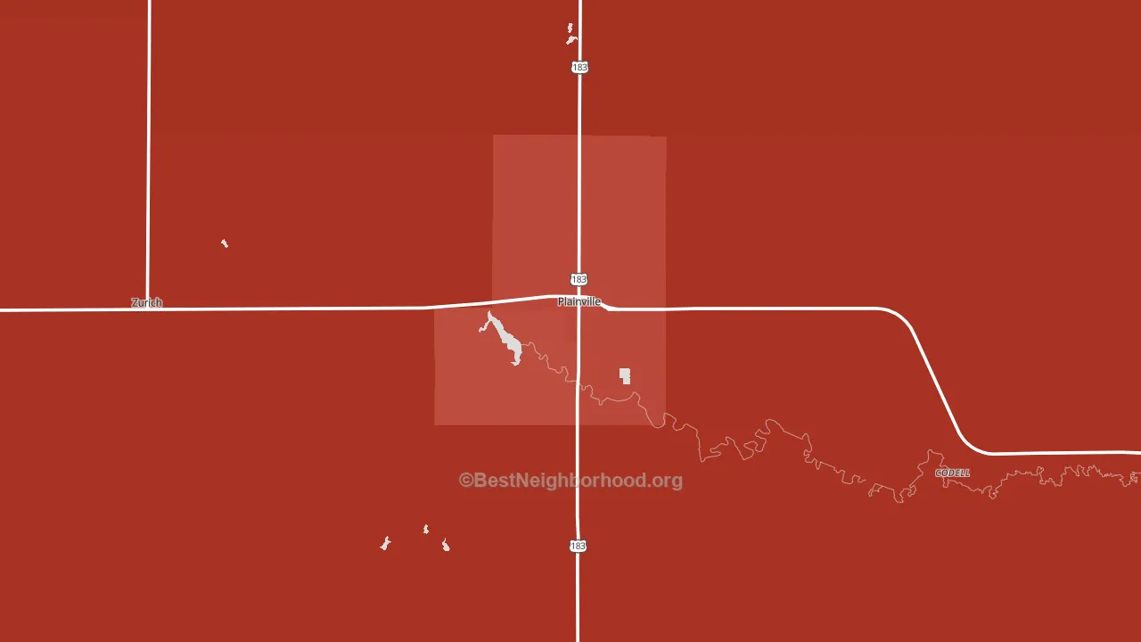 Plainville, KS block-group political-lean map