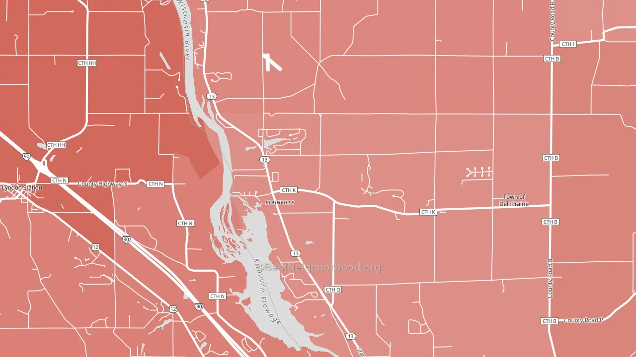Plainville, WI block-group political-lean map