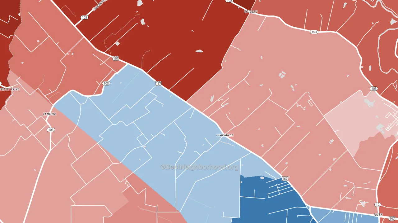 Plaisance, LA block-group political-lean map