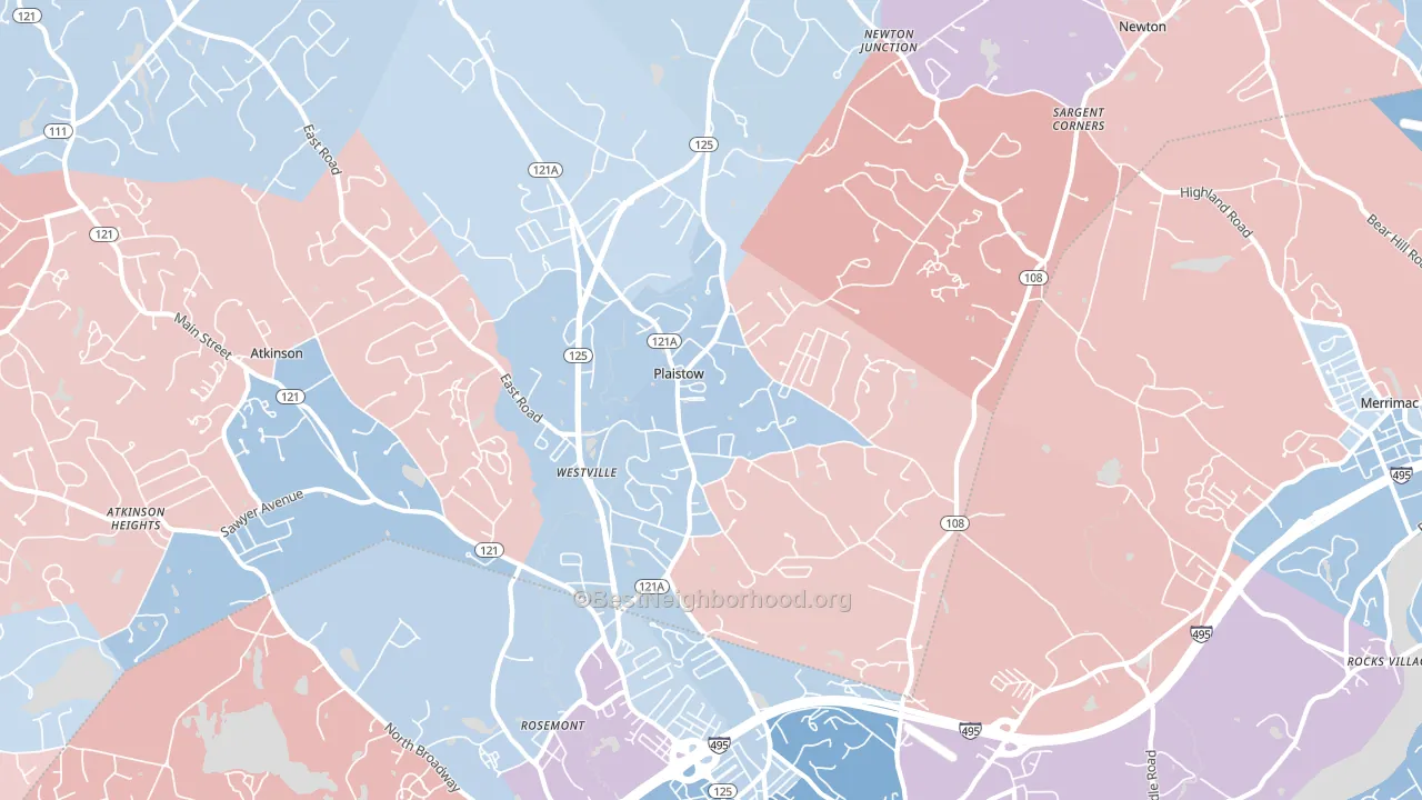 Plaistow, NH block-group political-lean map