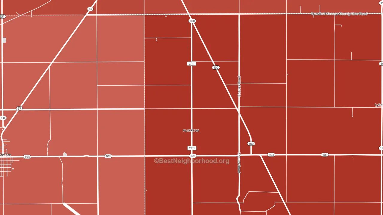 Plankton, OH block-group political-lean map