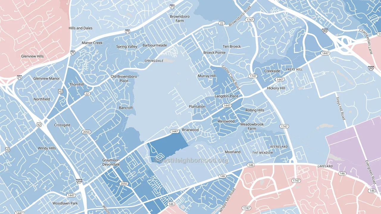 Plantation, KY block-group political-lean map