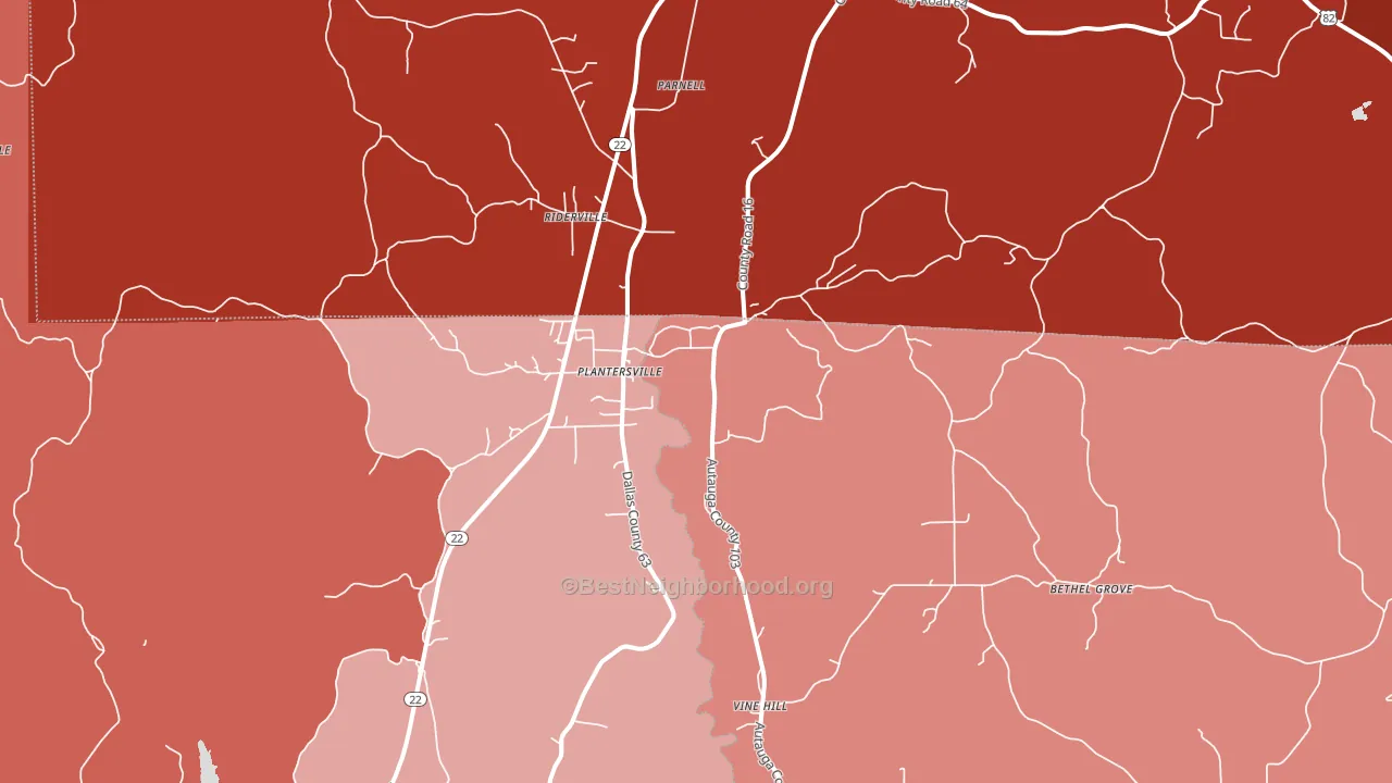 Plantersville, AL block-group political-lean map