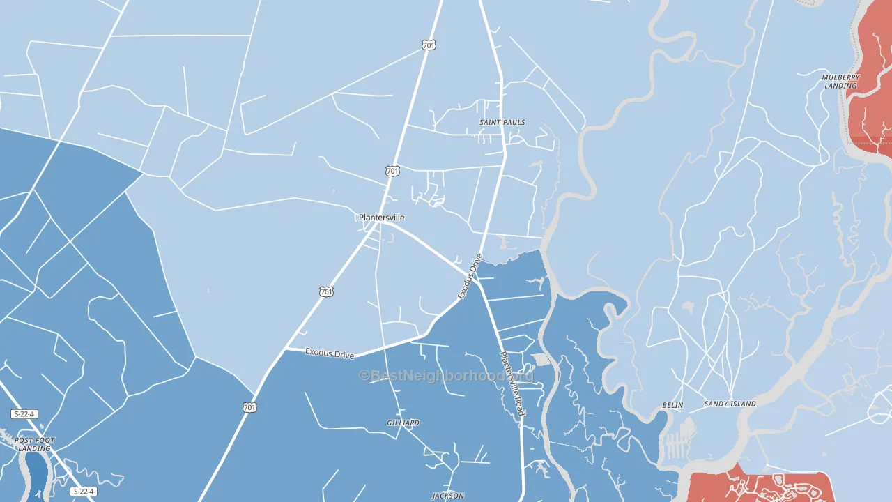 Plantersville, SC block-group political-lean map