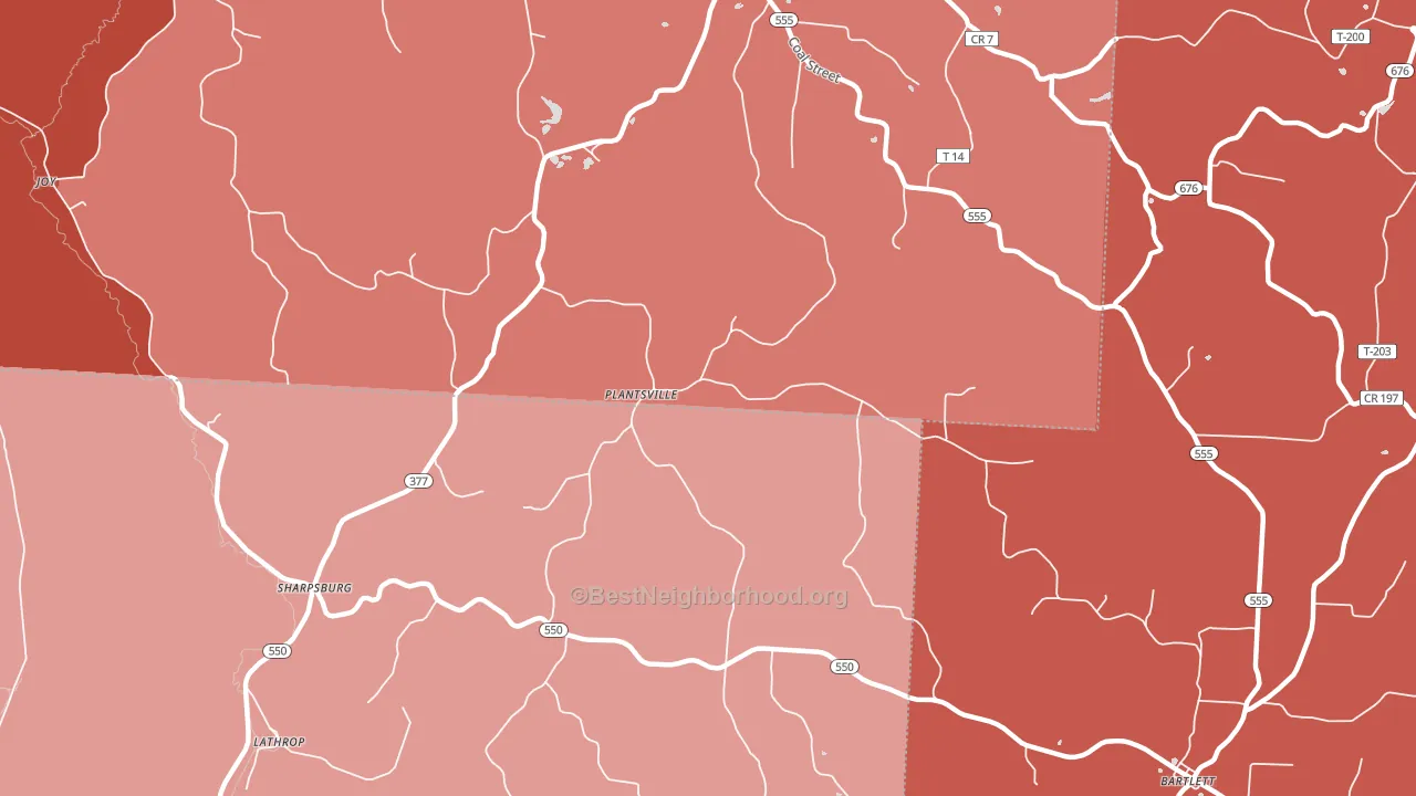 Plantsville, OH block-group political-lean map