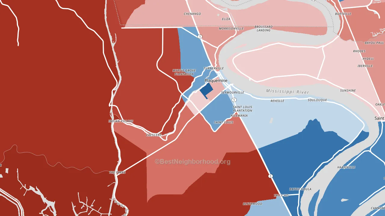 Plaquemine, LA block-group political-lean map