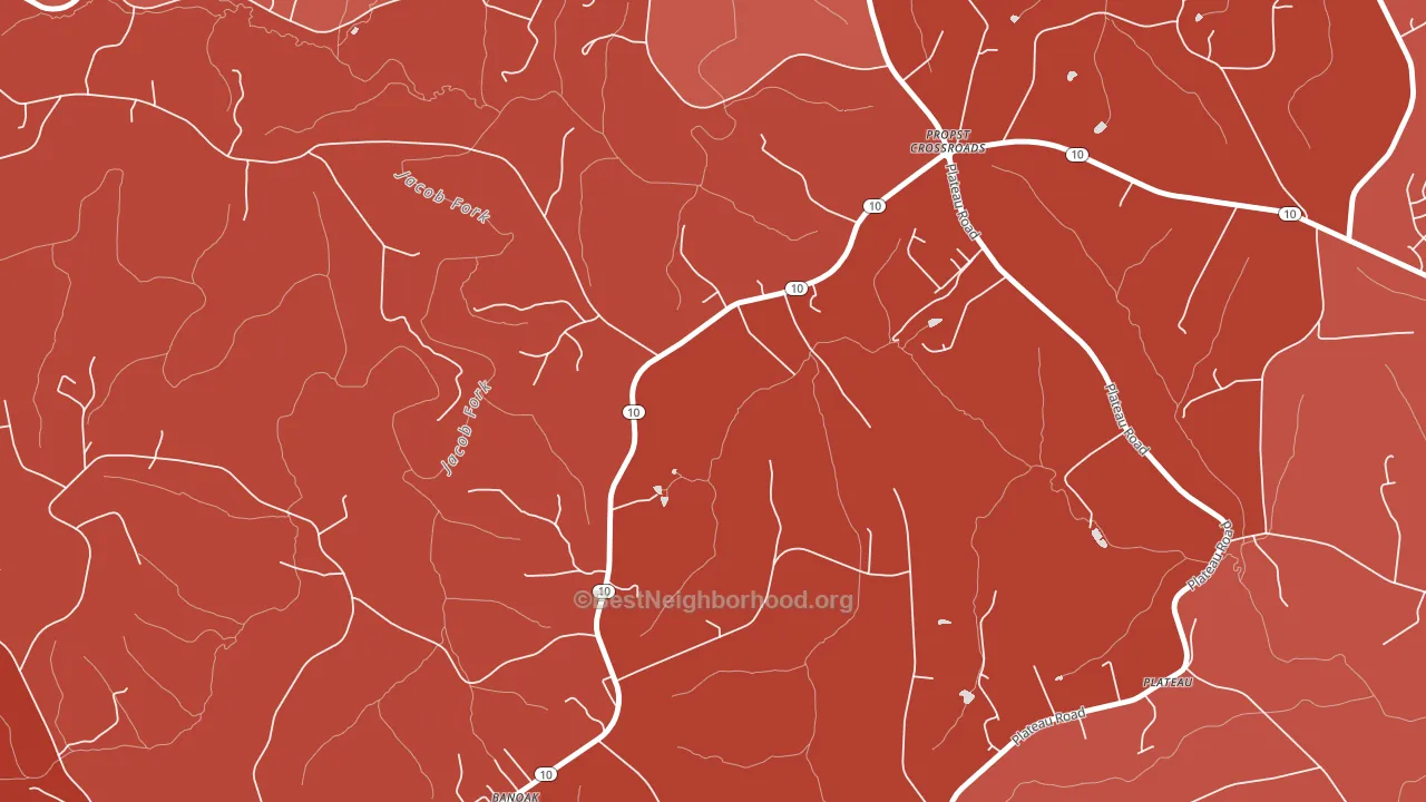 Plateau, NC block-group political-lean map