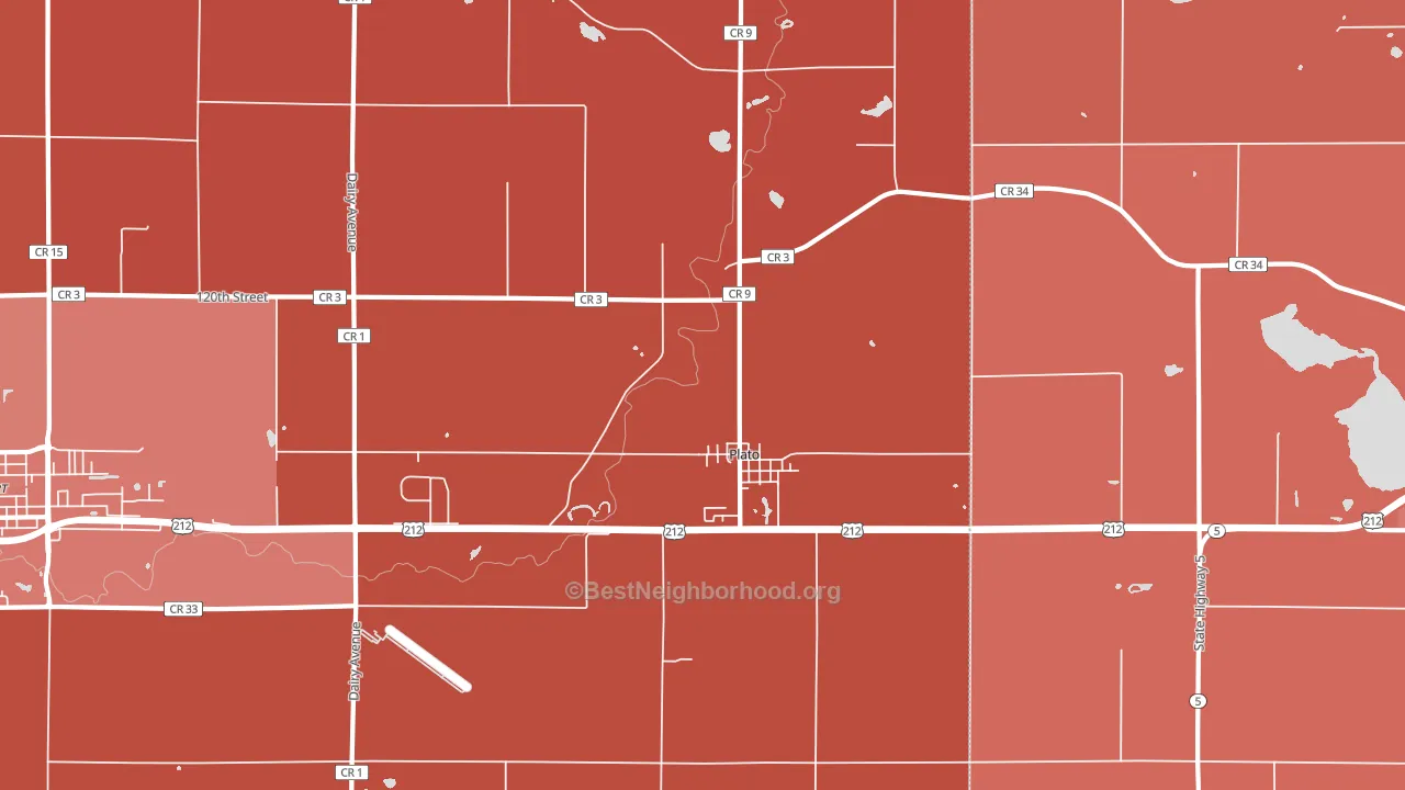 Plato, MN block-group political-lean map