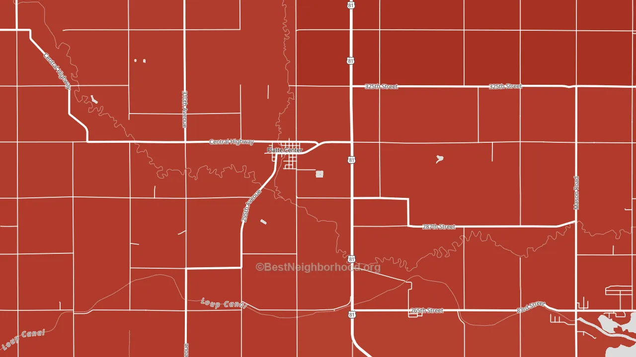 Platte Center, NE block-group political-lean map