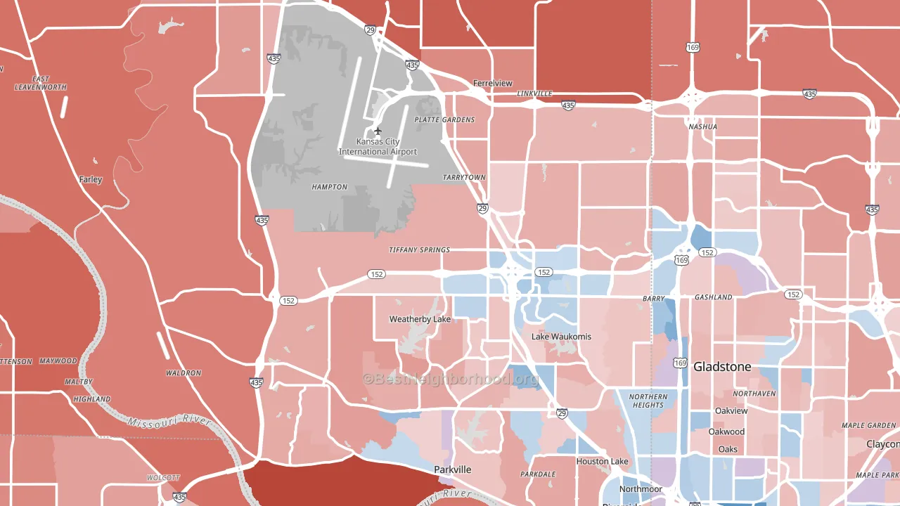 Platte County, MO block-group political-lean map