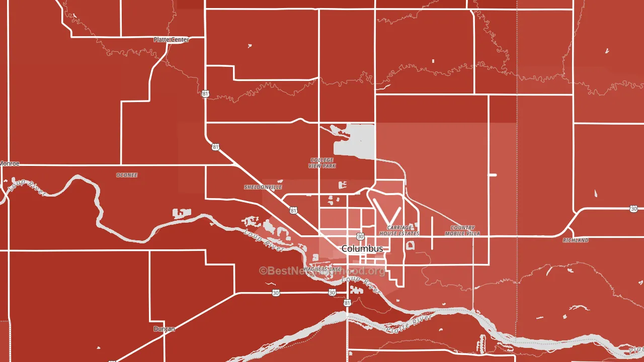 Platte County, NE block-group political-lean map