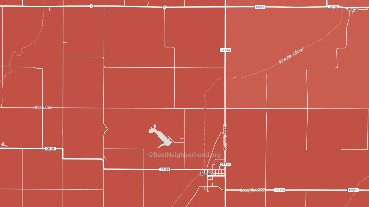 Platteville, IA block-group political-lean map