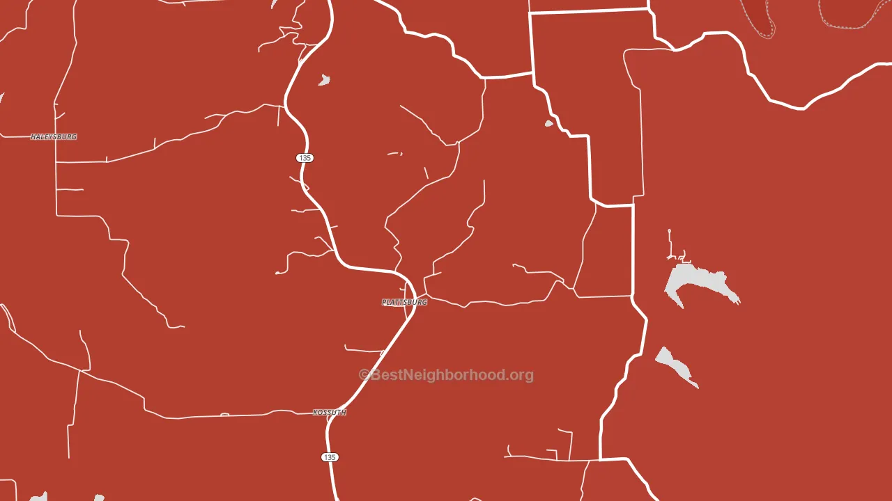 Plattsburg, IN block-group political-lean map