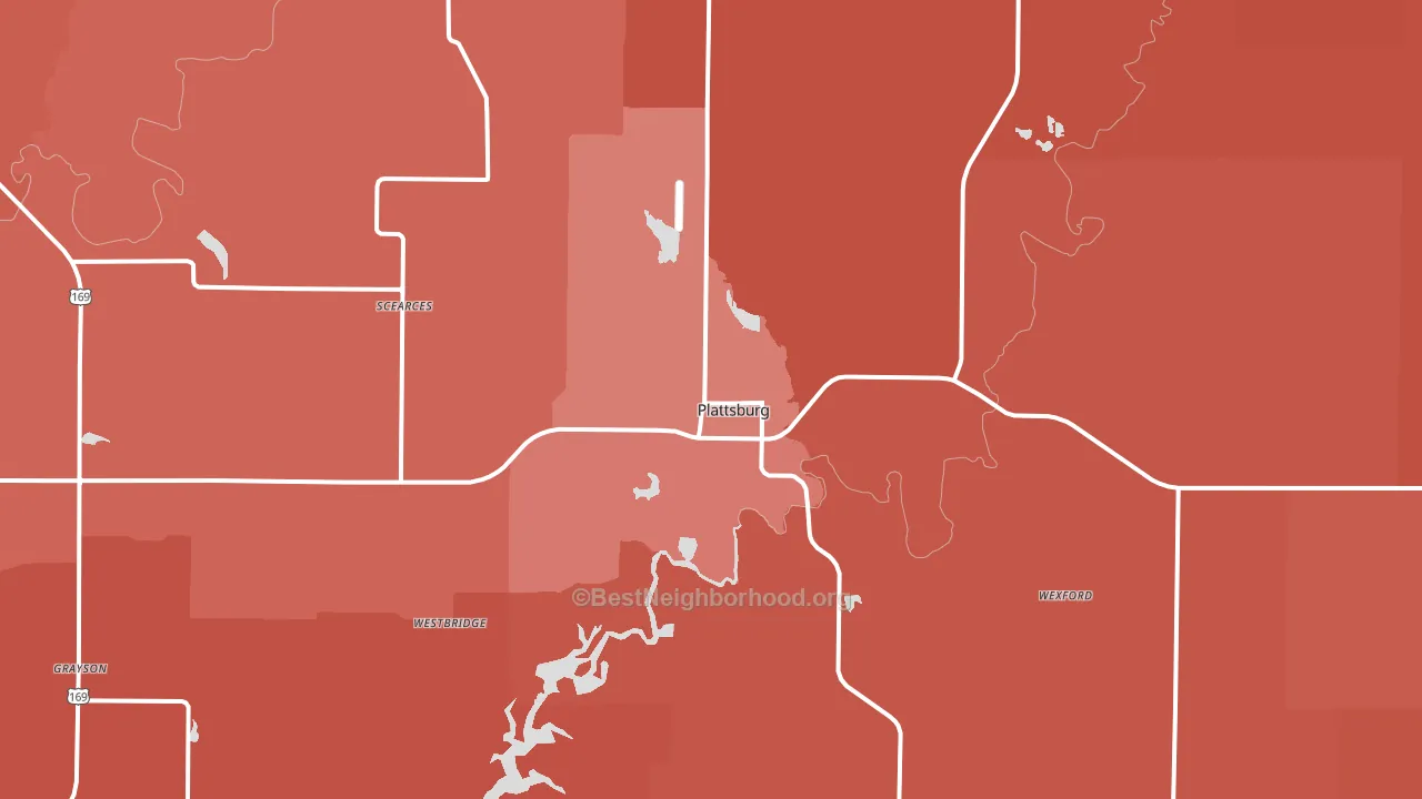 Plattsburg, MO block-group political-lean map