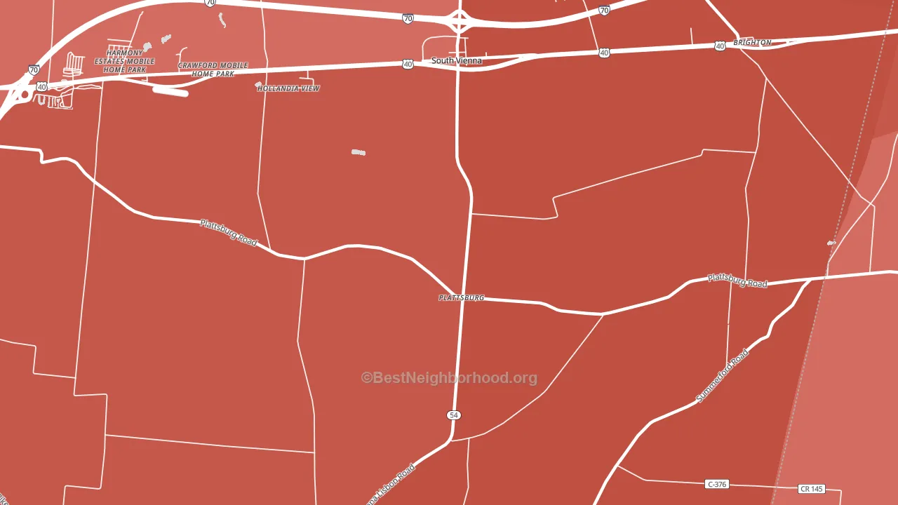 Plattsburg, OH block-group political-lean map