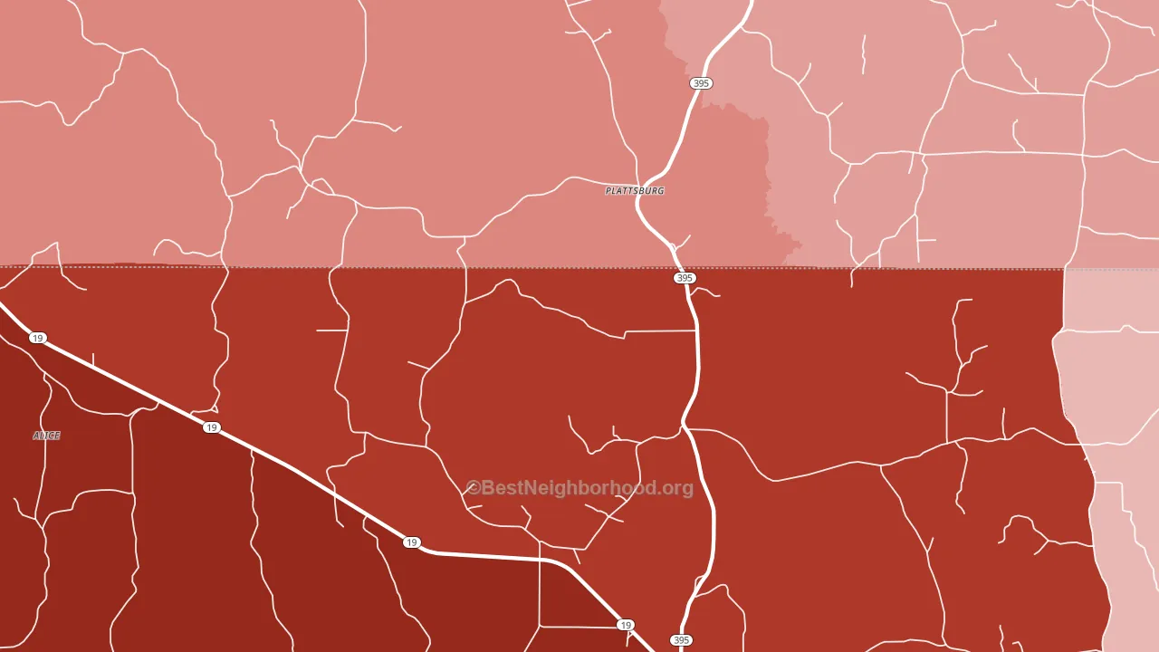 Plattsburgh, MS block-group political-lean map