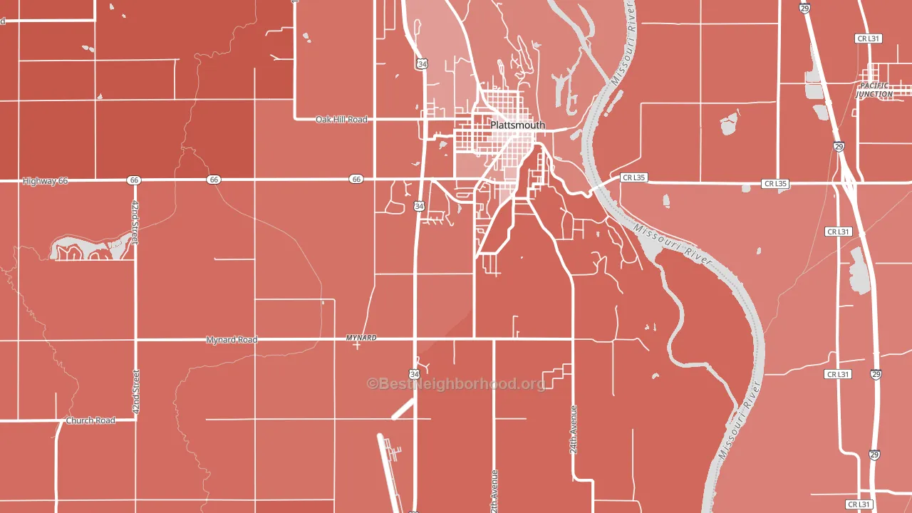 Plattsmouth, NE block-group political-lean map