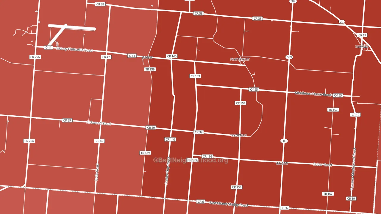 Plattsville, OH block-group political-lean map