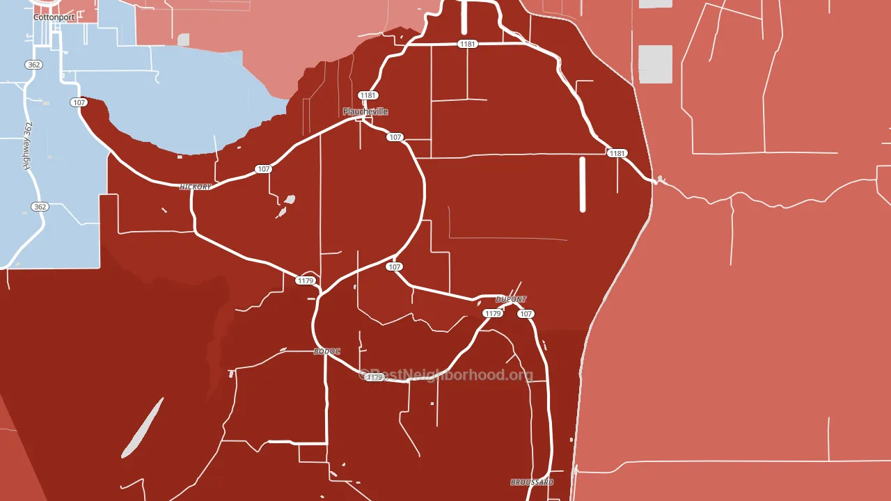 Plaucheville, LA block-group political-lean map