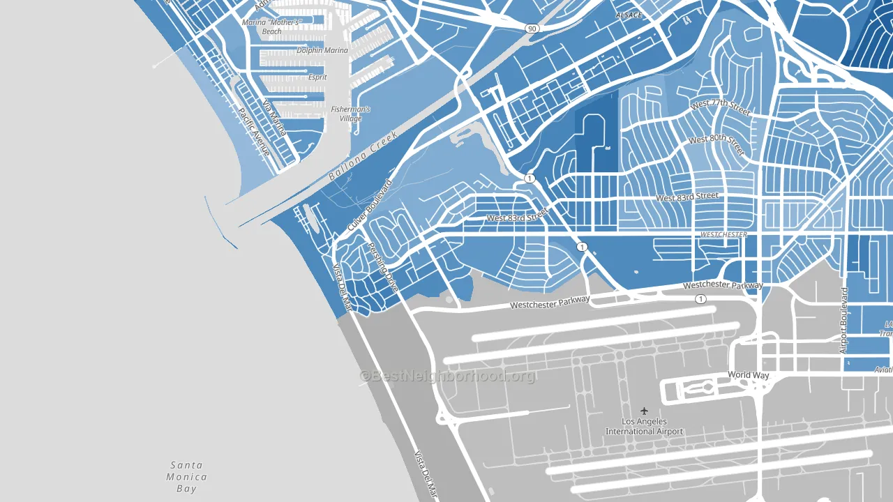 Playa del Ray, Playa Del Rey, CA block-group political-lean map