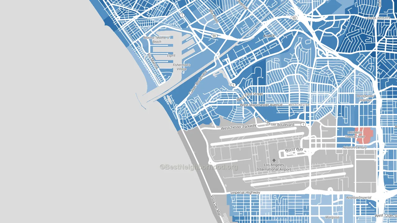 Playa Del Rey, CA block-group political-lean map