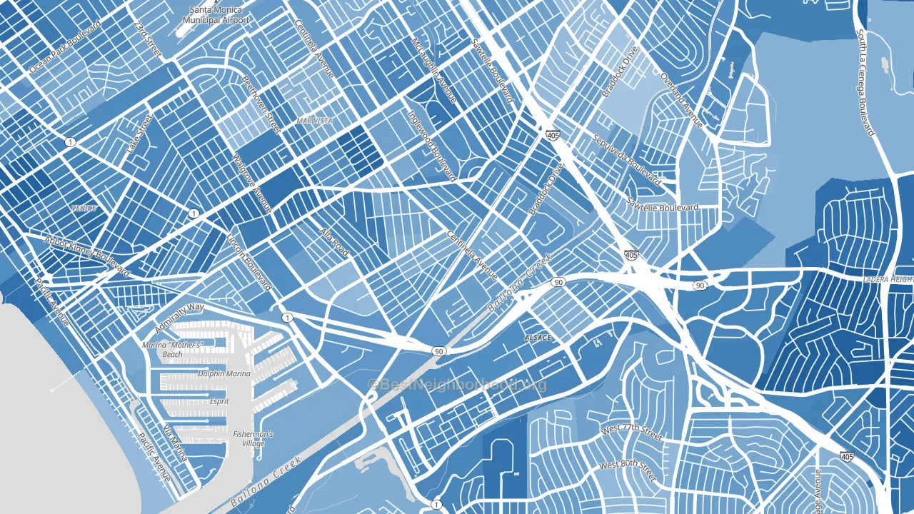 Playa Vista, Los Angeles, CA block-group political-lean map