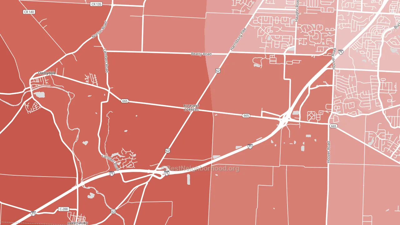 Pleasant Corners, OH block-group political-lean map