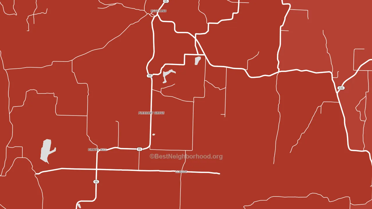 Pleasant Grove, AR block-group political-lean map