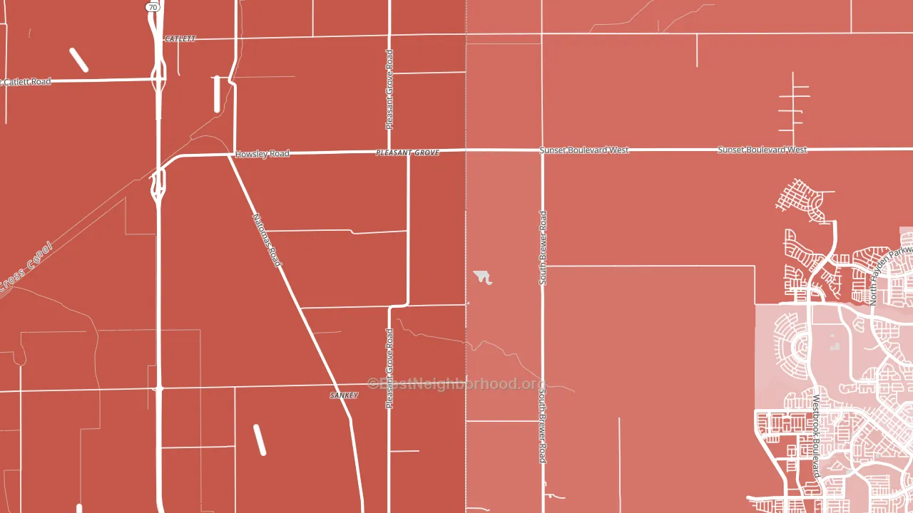 Pleasant Grove, CA block-group political-lean map