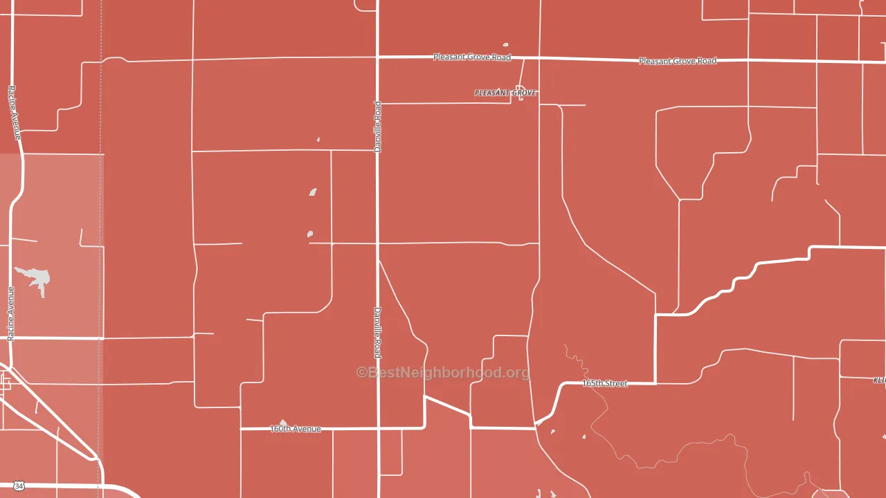 Pleasant Grove, IA block-group political-lean map