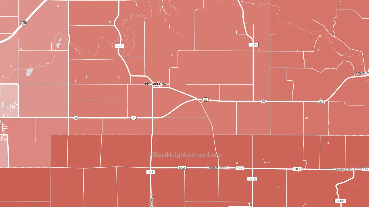 Pleasant Grove, MN block-group political-lean map