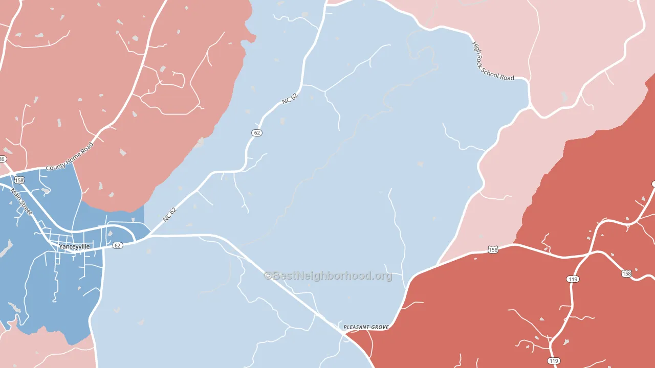 Pleasant Grove, NC block-group political-lean map