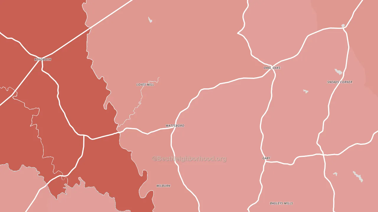Pleasant Grove, VA block-group political-lean map