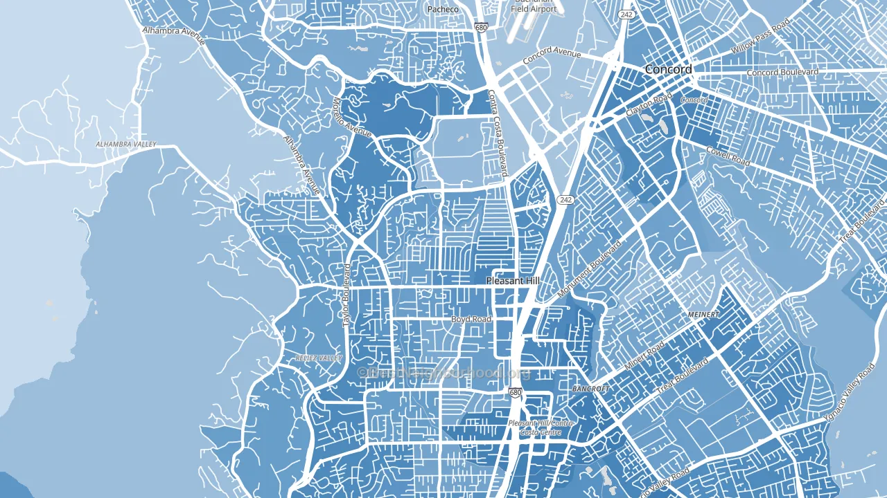 Pleasant Hill, CA block-group political-lean map