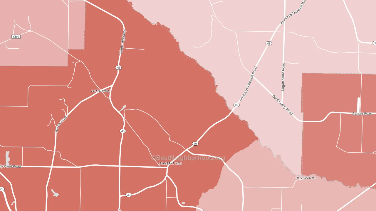 Pleasant Hill, GA block-group political-lean map