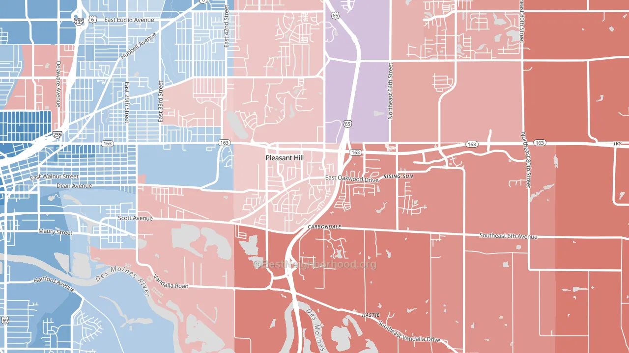 Pleasant Hill, IA block-group political-lean map