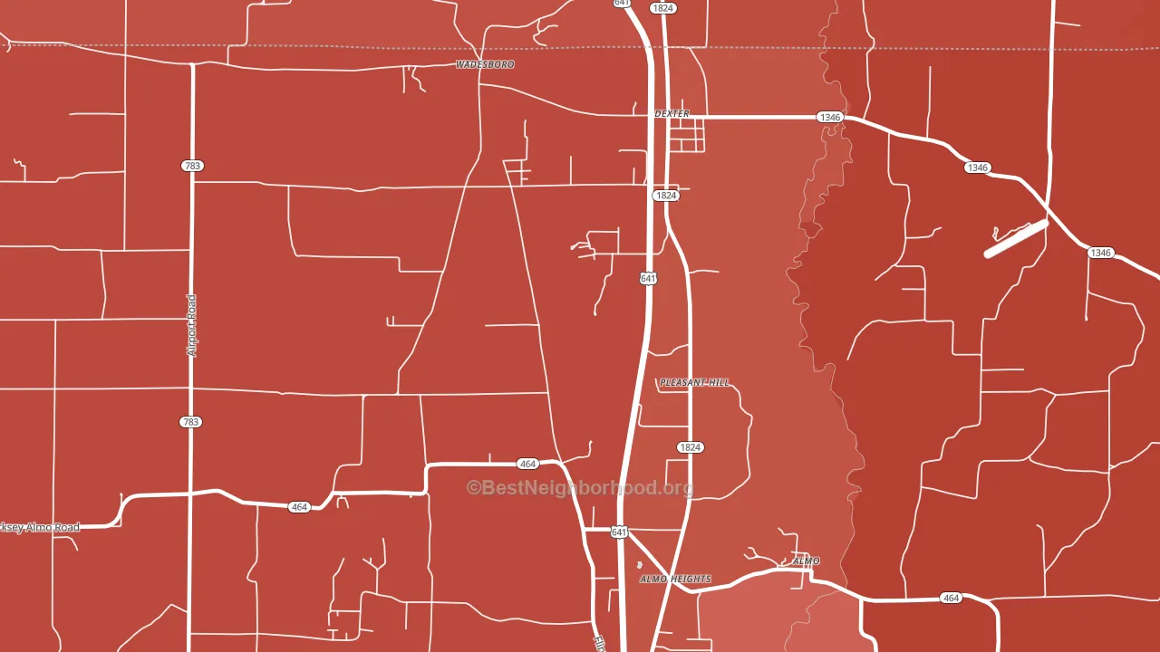 Pleasant Hill, KY block-group political-lean map
