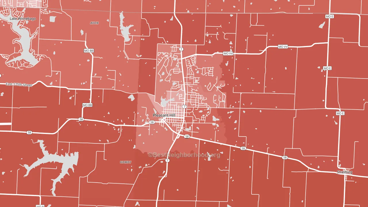 Pleasant Hill, MO block-group political-lean map