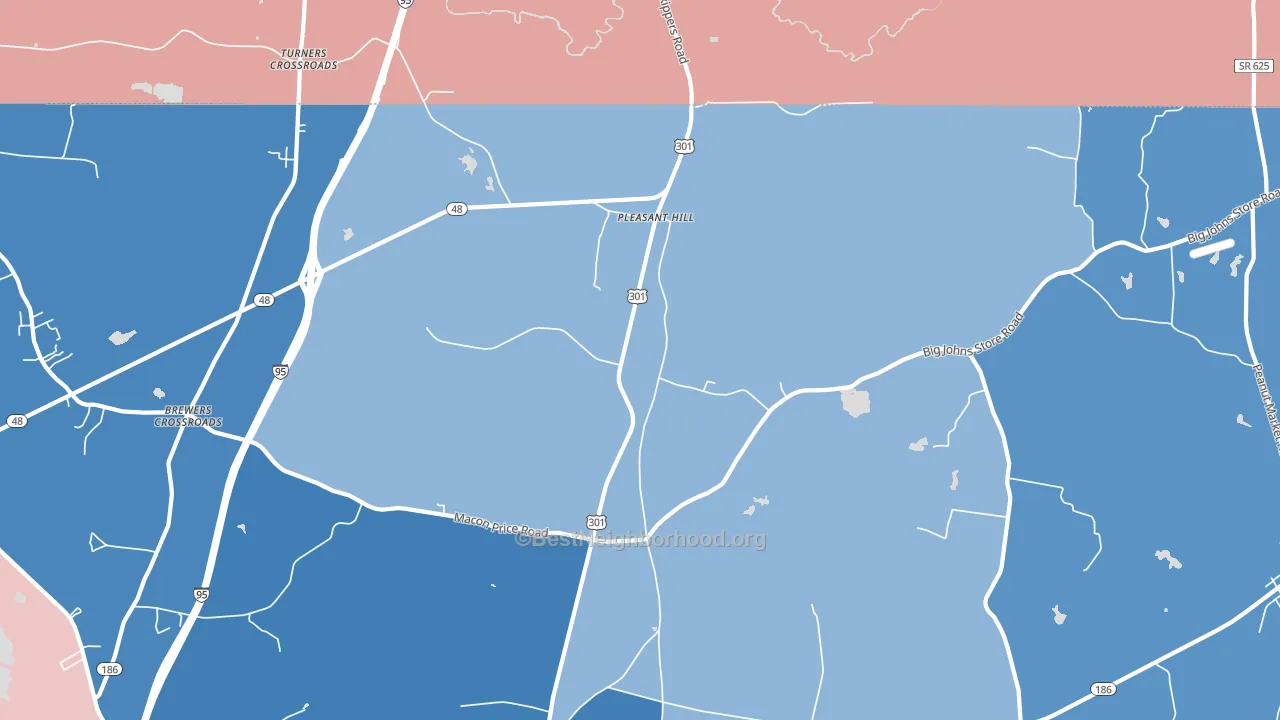 Pleasant Hill, NC block-group political-lean map